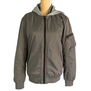L.F.C. Women’s Gray Hooded Bomber Jacket  Size: S